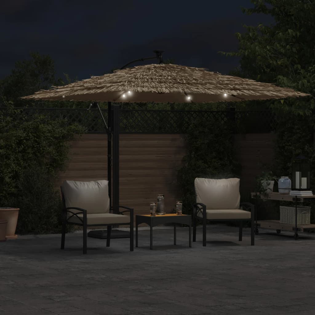 vidaXL Sonnenschirm mit LED und Stahlmast Braun 290x290x238 cm