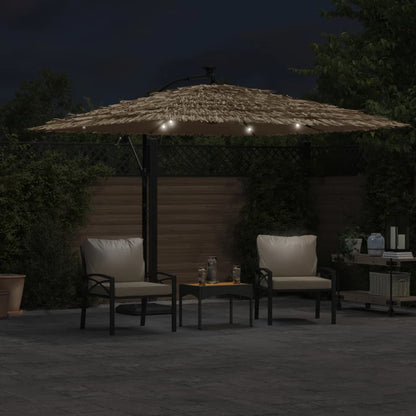vidaXL Sonnenschirm mit LED und Stahlmast Braun 290x290x238 cm