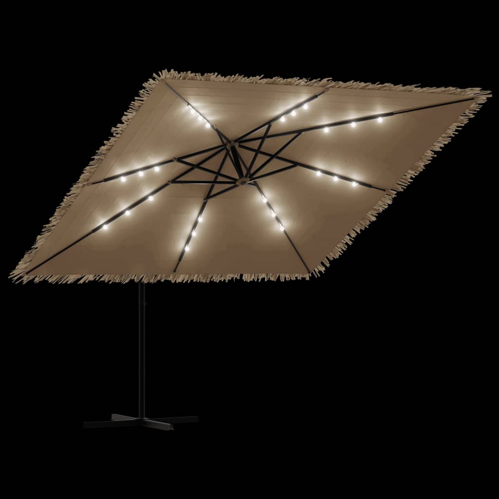 vidaXL Sonnenschirm mit LED und Stahlmast Braun 290x290x238 cm