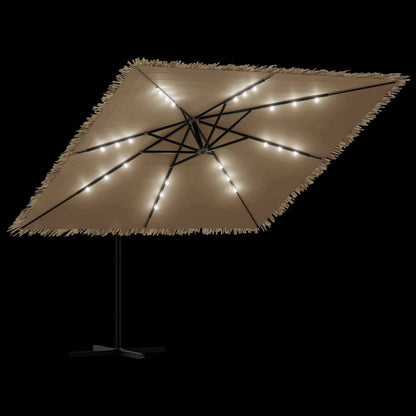 vidaXL Sonnenschirm mit LED und Stahlmast Braun 290x290x238 cm