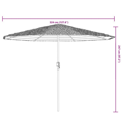 vidaXL Sonnenschirm mit Stahlmast Weiß 324x324x247 cm