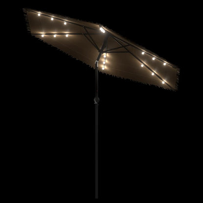vidaXL Sonnenschirm mit LED und Stahlmast Braun 223x223x213 cm