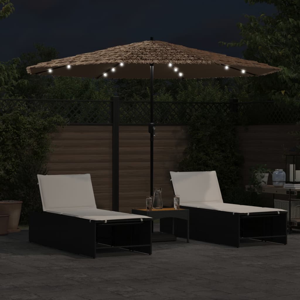 vidaXL Sonnenschirm mit LED und Stahlmast Braun 324x324x247 cm