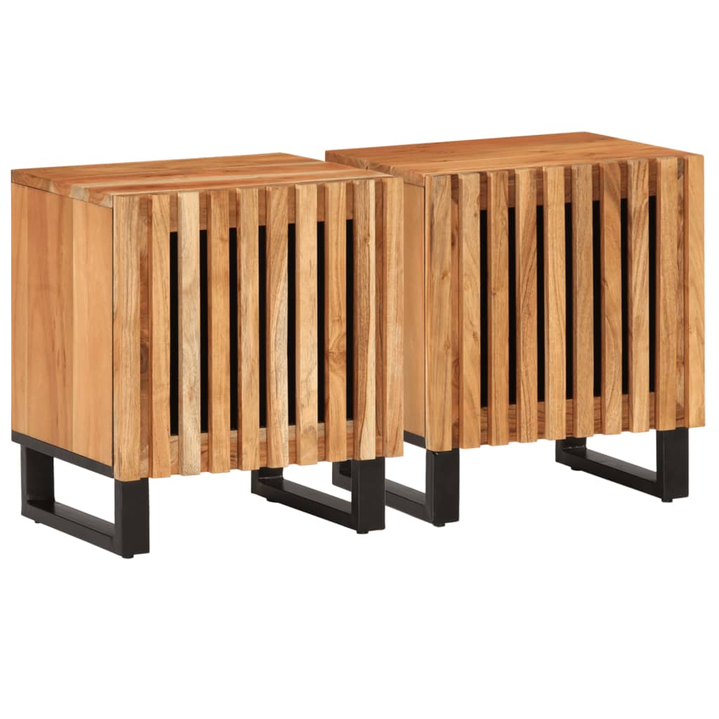 vidaXL Tables de chevet 2 pcs 40x34x46 cm Bois d'acacia massif