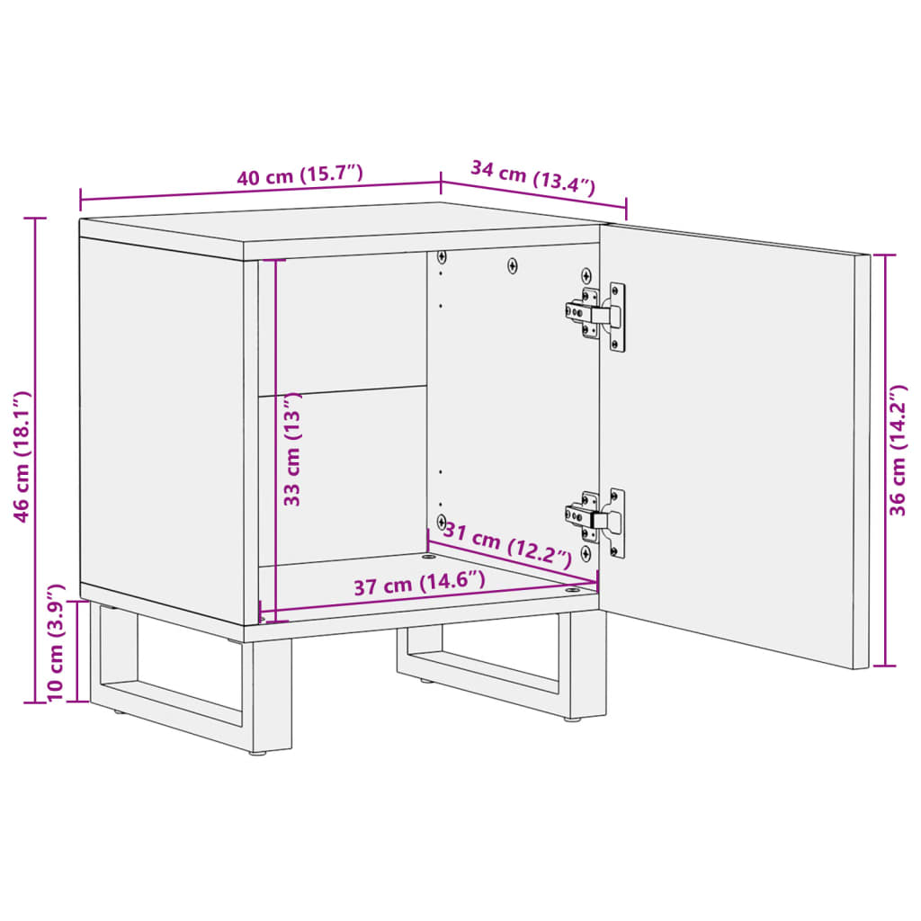 vidaXL Tables de chevet 2 pcs 40x34x46 cm Bois de récupération massif