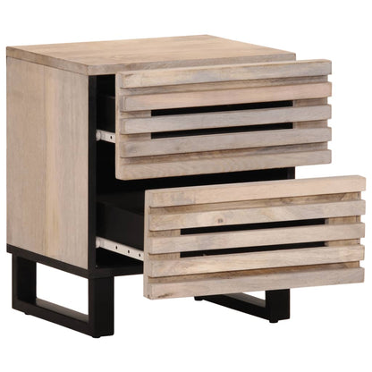 vidaXL Nachttische 2 Stk. 40x34x46 cm Gebleichtes Massivholz Mango