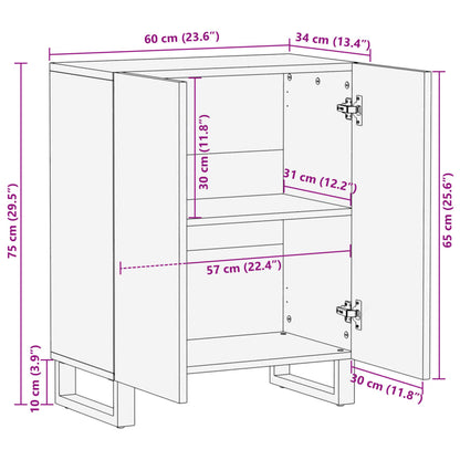 vidaXL Sideboard 60x34x75 cm Massivholz Akazie