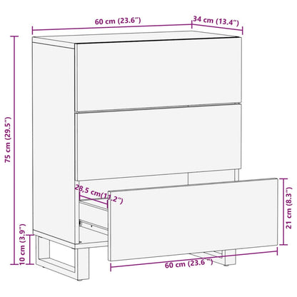 vidaXL Bahut blanc 60x34x75 cm Bois de manguier massif
