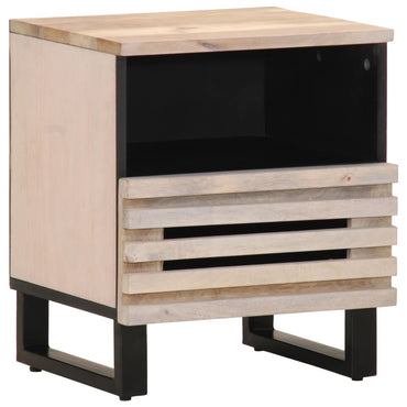 vidaXL Tables de chevet 2 pcs 40x34x46 cm Bois de manguier massif blanchi