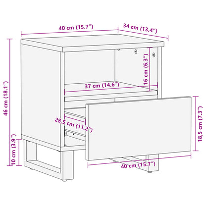 vidaXL Tables de chevet 2 pcs 40x34x46 cm Bois de manguier massif blanchi