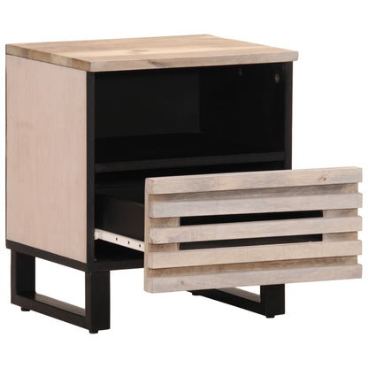 vidaXL Tables de chevet 2 pcs 40x34x46 cm Bois de manguier massif blanchi