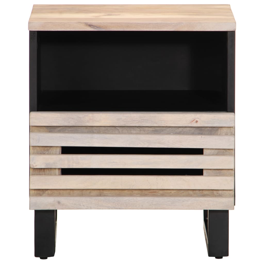 vidaXL Tables de chevet 2 pcs 40x34x46 cm Bois de manguier massif blanchi