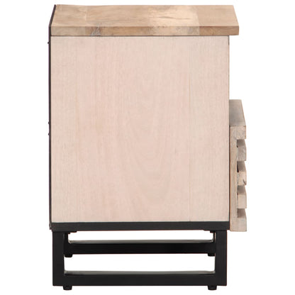 vidaXL Tables de chevet 2 pcs 40x34x46 cm Bois de manguier massif blanchi