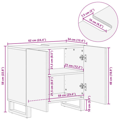 vidaXL Meuble sous lavabo 62x34x58 cm Bois de manguier massif