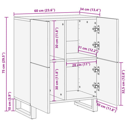 vidaXL Commode 60x34x75 cm Bois de manguier massif