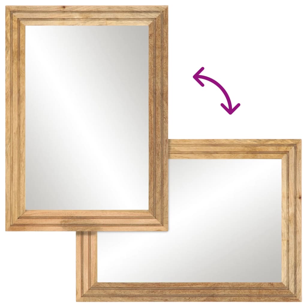vidaXL Badspiegel 50x70 cm Raues Massivholz Mango und Glas
