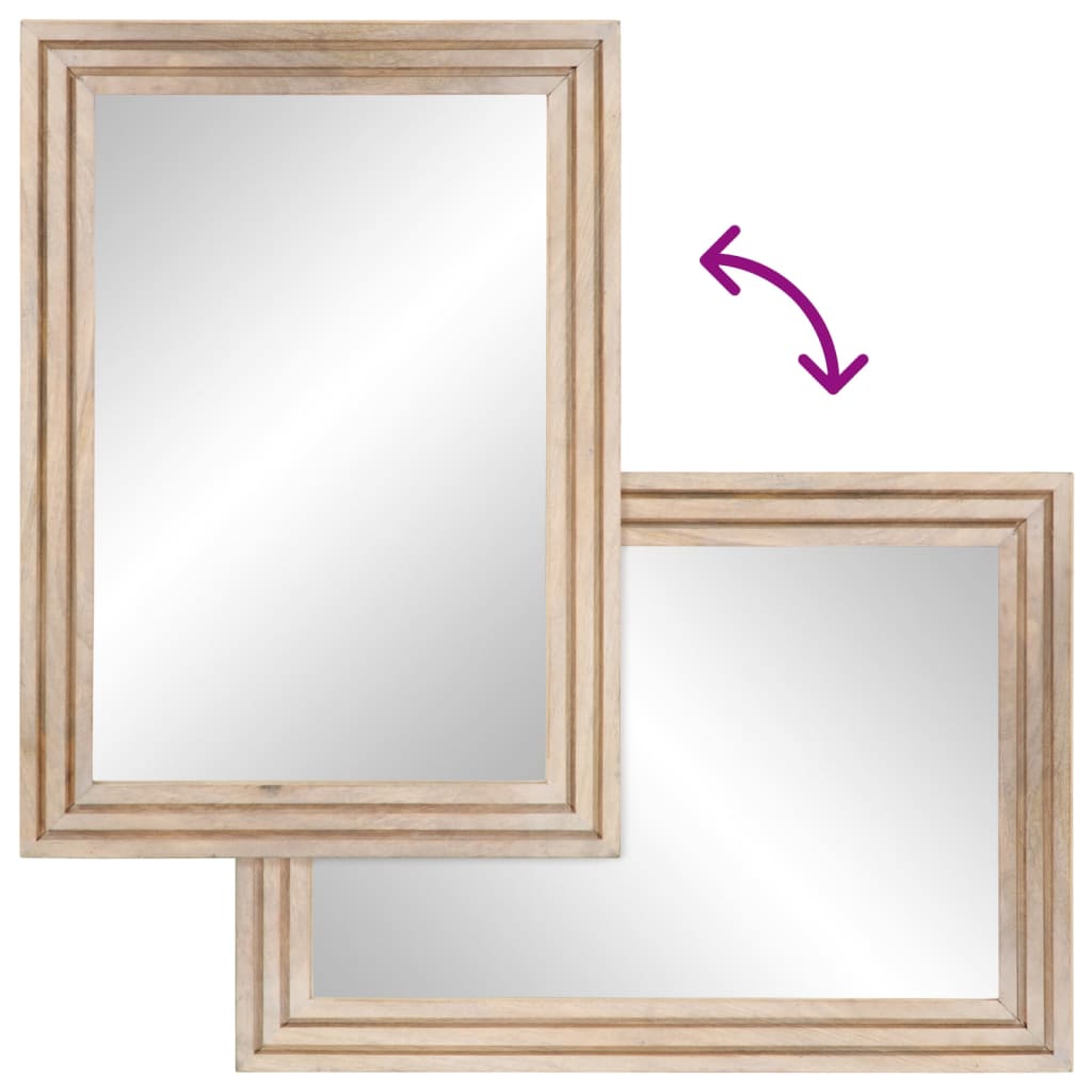 vidaXL Miroir de salle de bain 50x70 cm en bois de manguier massif et verre
