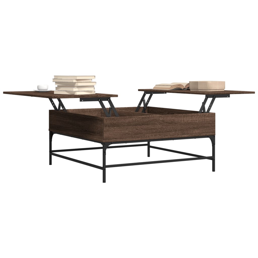 vidaXL Table basse marron aspect chêne 95x95x45 cm Bois d'ingénierie Métal
