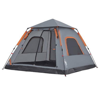 vidaXL Kuppel-Campingzelt 5 Personen Grau und Orange Quick Release
