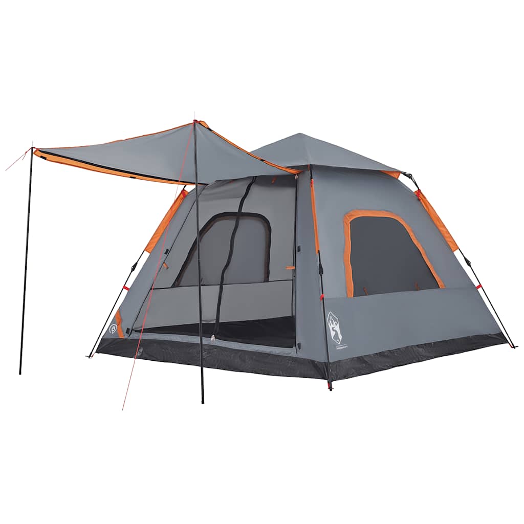 vidaXL Kuppel-Campingzelt 5 Personen Grau und Orange Quick Release
