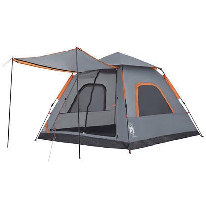 vidaXL Kuppel-Campingzelt 5 Personen Grau und Orange Quick Release
