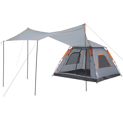 vidaXL Kuppel-Campingzelt 5 Personen Grau und Orange Quick Release