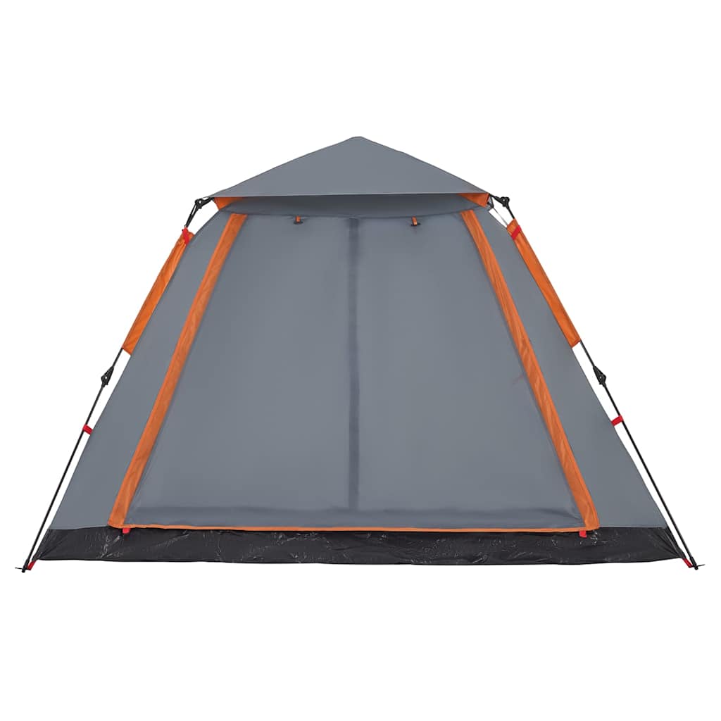 vidaXL Kuppel-Campingzelt 5 Personen Grau und Orange Quick Release