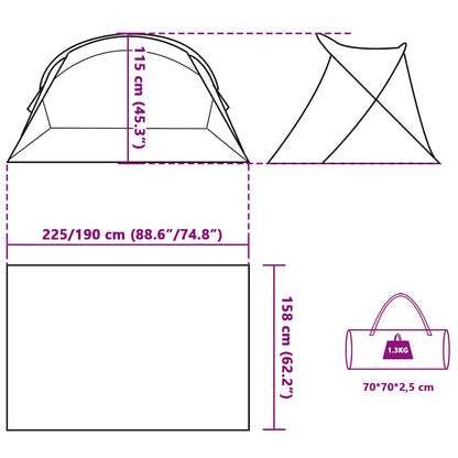 vidaXL Strandzelt 2 Personen Grau Pop-Up Wasserdicht