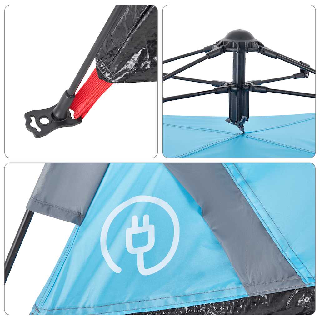 vidaXL Campingzelt 3 Personen Blau Quick Release