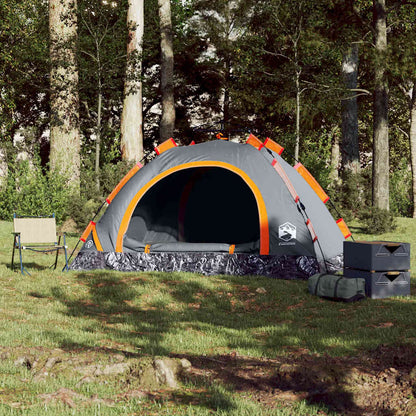 vidaXL Campingzelt 3 Personen Grau und Orange Quick Release