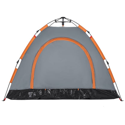 vidaXL Campingzelt 3 Personen Grau und Orange Quick Release