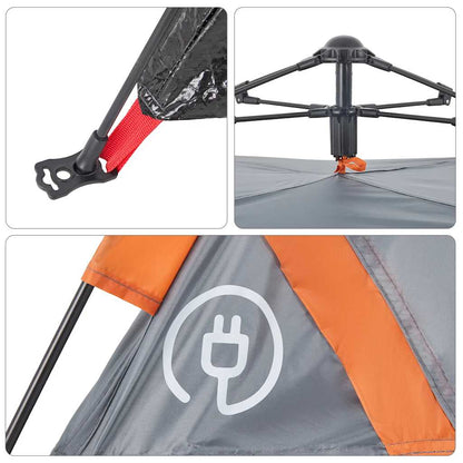 vidaXL Campingzelt 4 Personen Grau und Orange Quick Release
