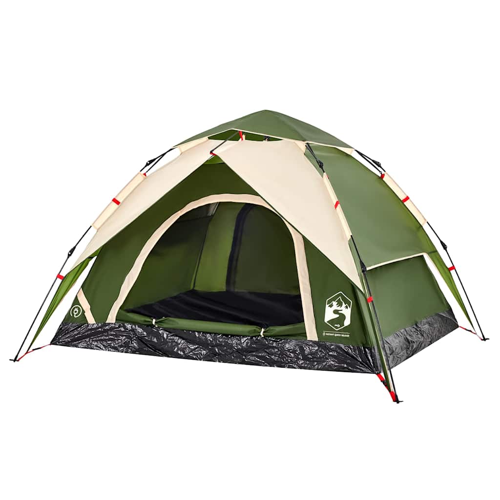 vidaXL Tente dôme de camping 3 personnes vert à dégagement rapide
