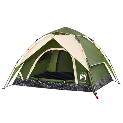 vidaXL Tente dôme de camping 3 personnes vert à dégagement rapide