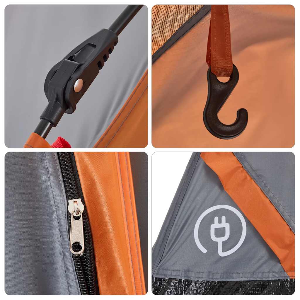 vidaXL Kuppel-Campingzelt 4 Personen Grau und Orange Quick Release