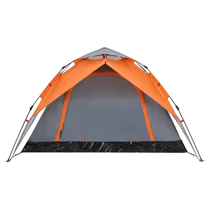 Kuppel-Campingzelt 4 Personen Grau und Orange Quick Release