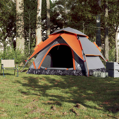 vidaXL Kuppel-Campingzelt 5 Personen Grau und Orange Quick Release