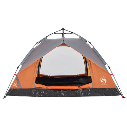 vidaXL Kuppel-Campingzelt 2 Personen Grau und Orange Quick Release