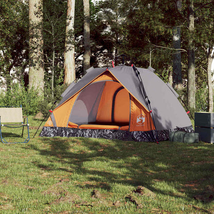 vidaXL Kuppel-Campingzelt 3 Personen Grau und Orange Quick Release