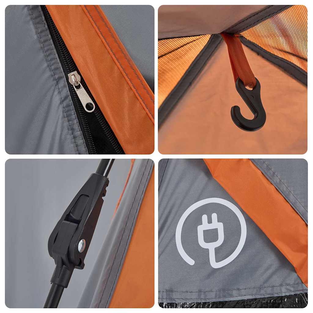 vidaXL Kuppel-Campingzelt 3 Personen Grau und Orange Quick Release