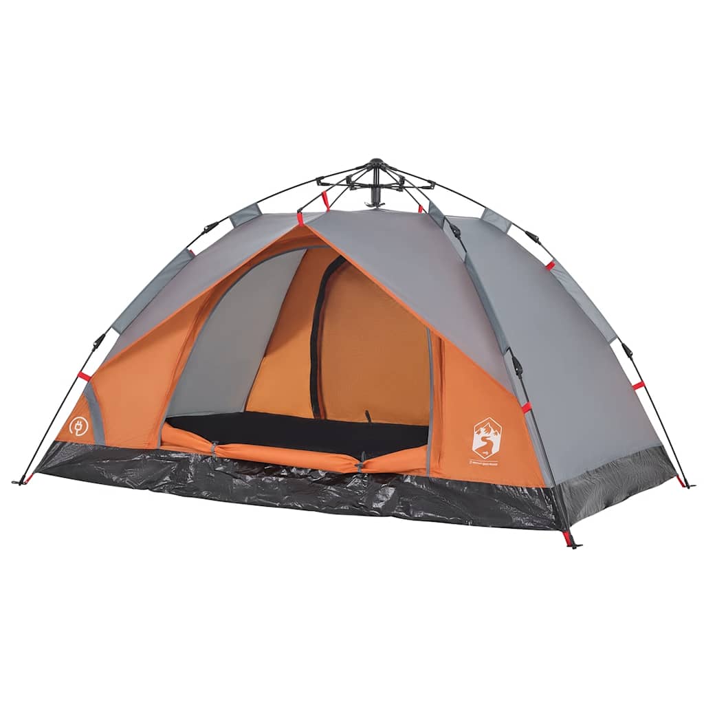 vidaXL Kuppel-Campingzelt 3 Personen Grau und Orange Quick Release