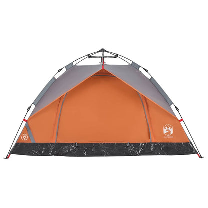 vidaXL Kuppel-Campingzelt 3 Personen Grau und Orange Quick Release
