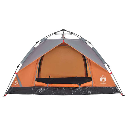vidaXL Kuppel-Campingzelt 3 Personen Grau und Orange Quick Release
