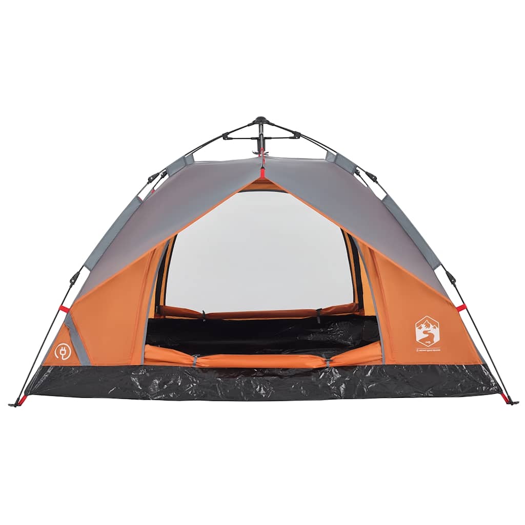 vidaXL Kuppel-Campingzelt 3 Personen Grau und Orange Quick Release