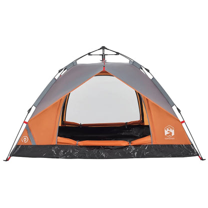 vidaXL Kuppel-Campingzelt 3 Personen Grau und Orange Quick Release