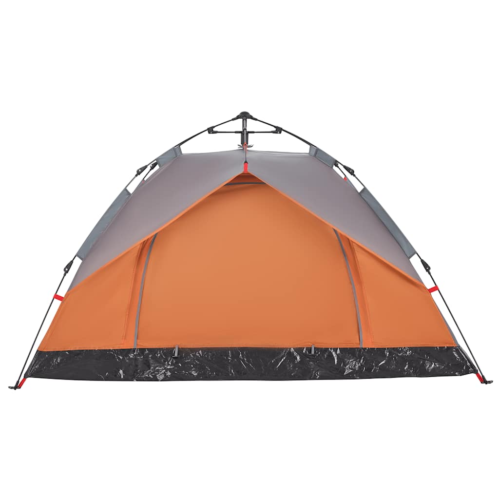 vidaXL Kuppel-Campingzelt 3 Personen Grau und Orange Quick Release
