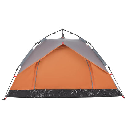 vidaXL Kuppel-Campingzelt 3 Personen Grau und Orange Quick Release