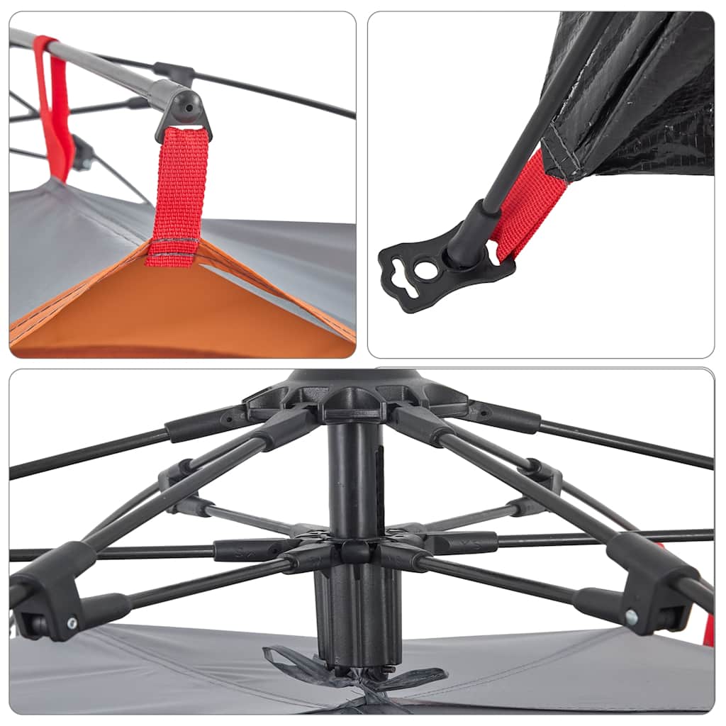 vidaXL Kuppel-Campingzelt 3 Personen Grau und Orange Quick Release