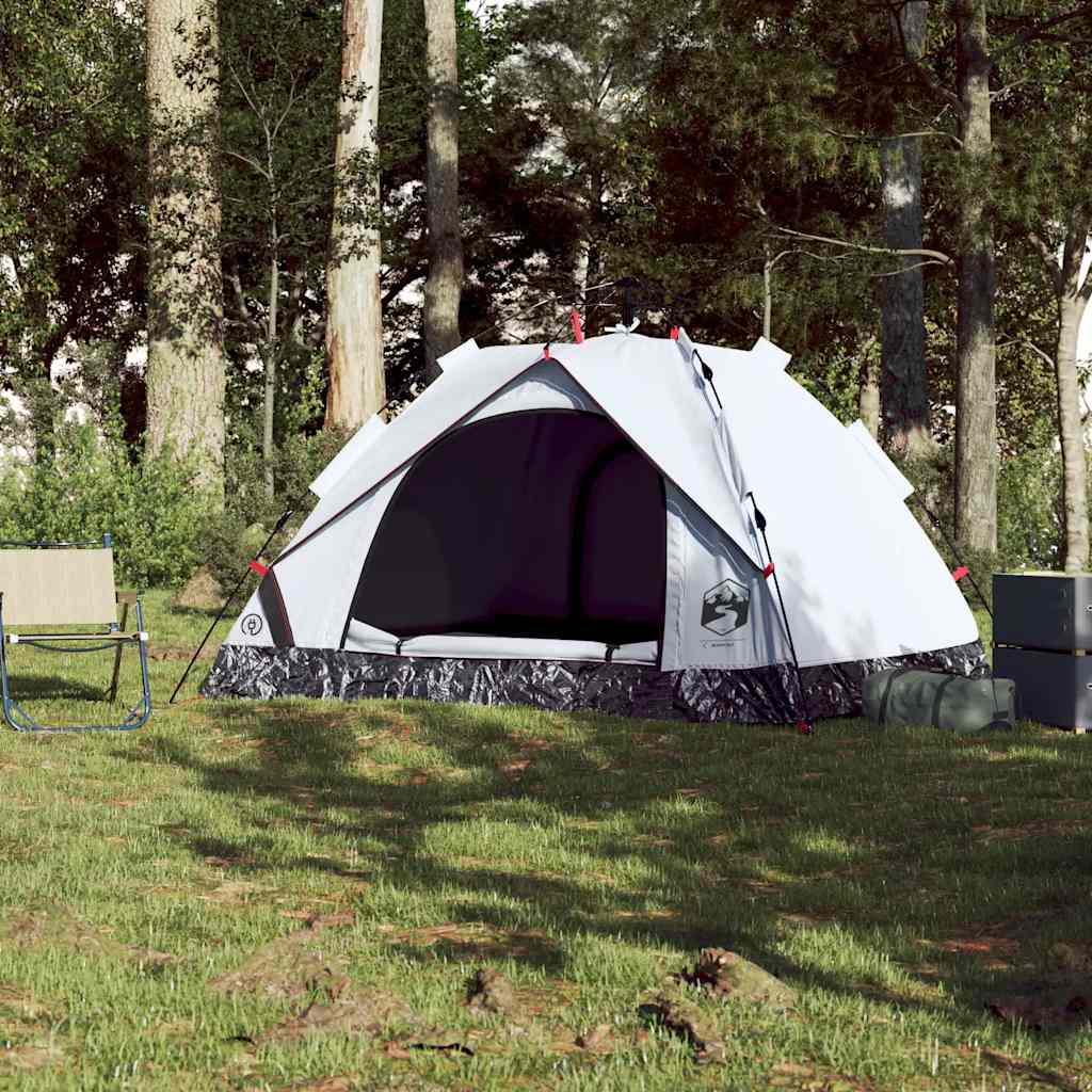 vidaXL Kuppel-Campingzelt 3 Personen Weiß Verdunkelt Quick Release