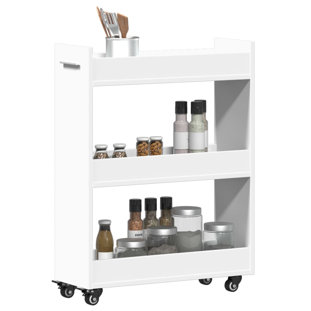vidaXL Meuble de rangement à roulettes blanc 60x22x79 cm Bois d'ingénierie